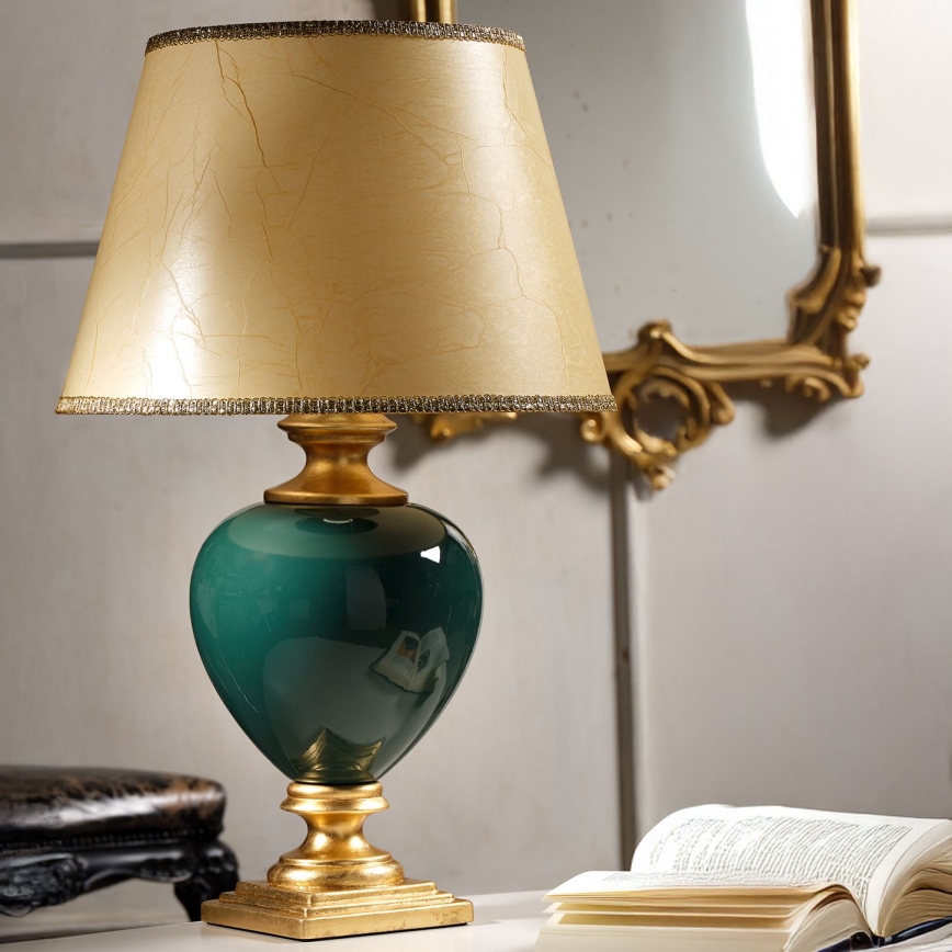 ONLI - Bordslampa AMADEUS 1xE27/15W/230V 72 cm grön/guld
