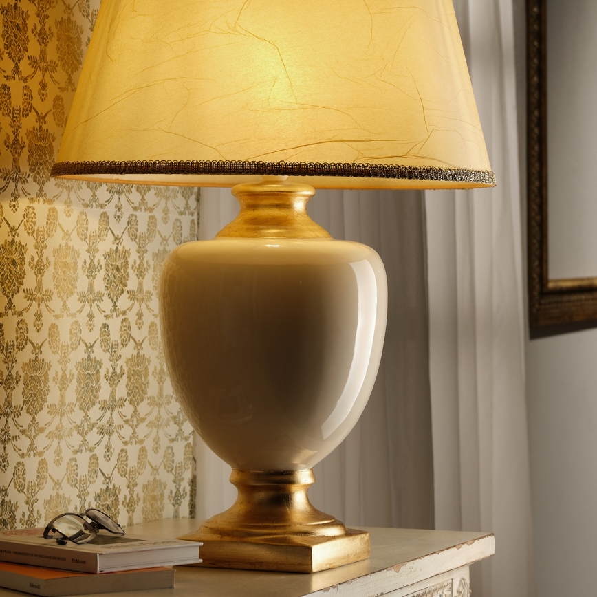 ONLI - Bordslampa MOZART 1xE27/22W/230V beige/guld 75 cm