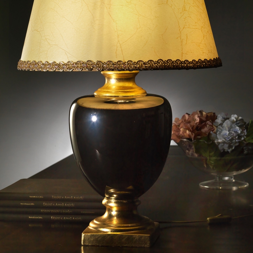 ONLI - Bordslampa MOZART 1xE27/22W/230V svart/guld 75 cm