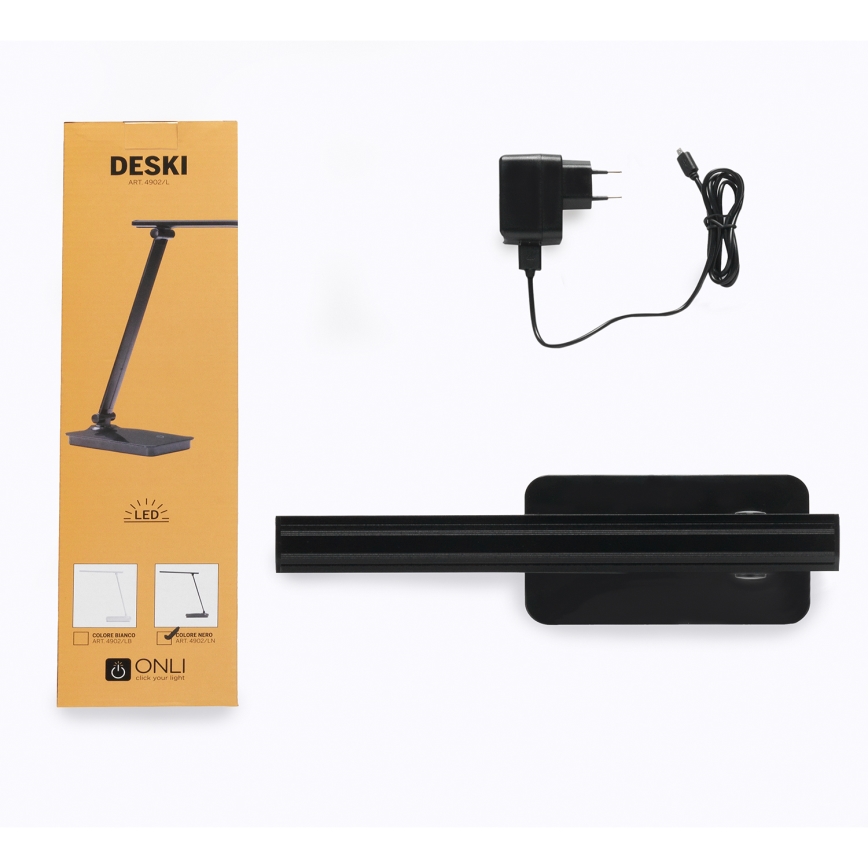 ONLI - LED Dimbar bordslampa med USB-port DESKI LED/7W/230V 4000K svart