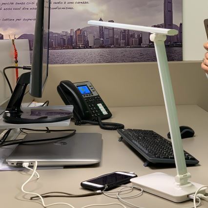 ONLI - LED Dimbar touch bordslampa med USB portem DESKI LED/7W/230V 4000K vit