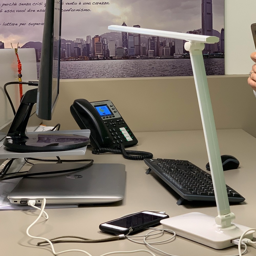 ONLI - LED Dimbar touch bordslampa med USB portem DESKI LED/7W/230V 4000K vit