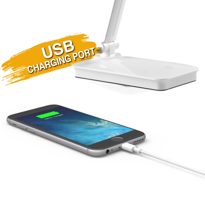 ONLI - LED Dimbar touch bordslampa med USB portem DESKI LED/7W/230V 4000K vit