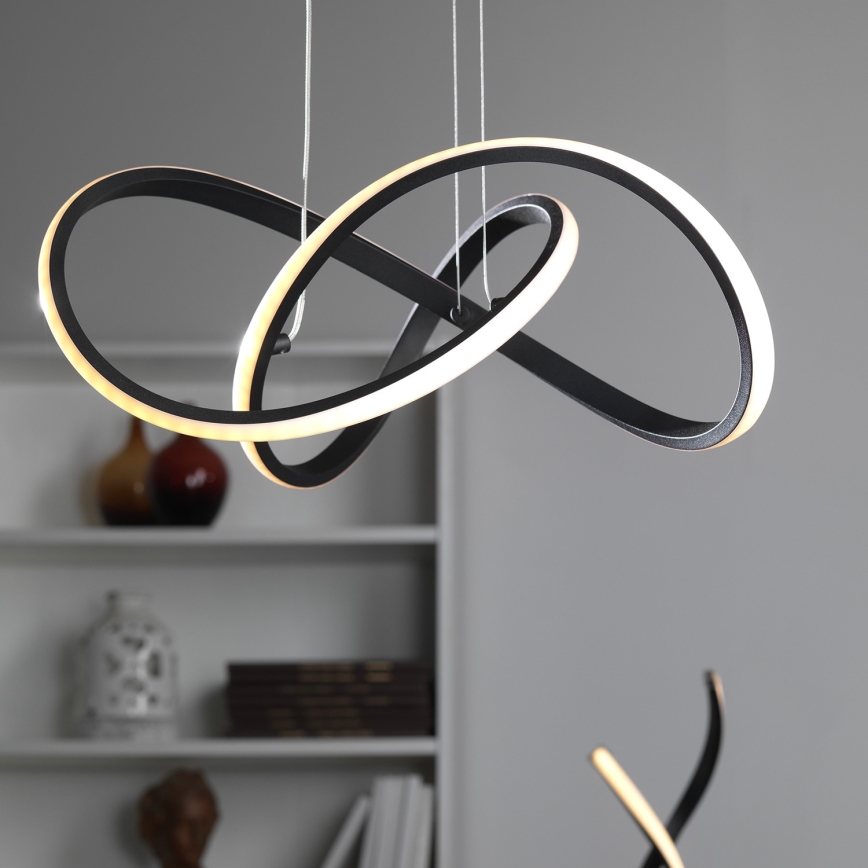 ONLI - LED ljuskrona med textilsladd DAFNE LED/30W/230W 4000K svart