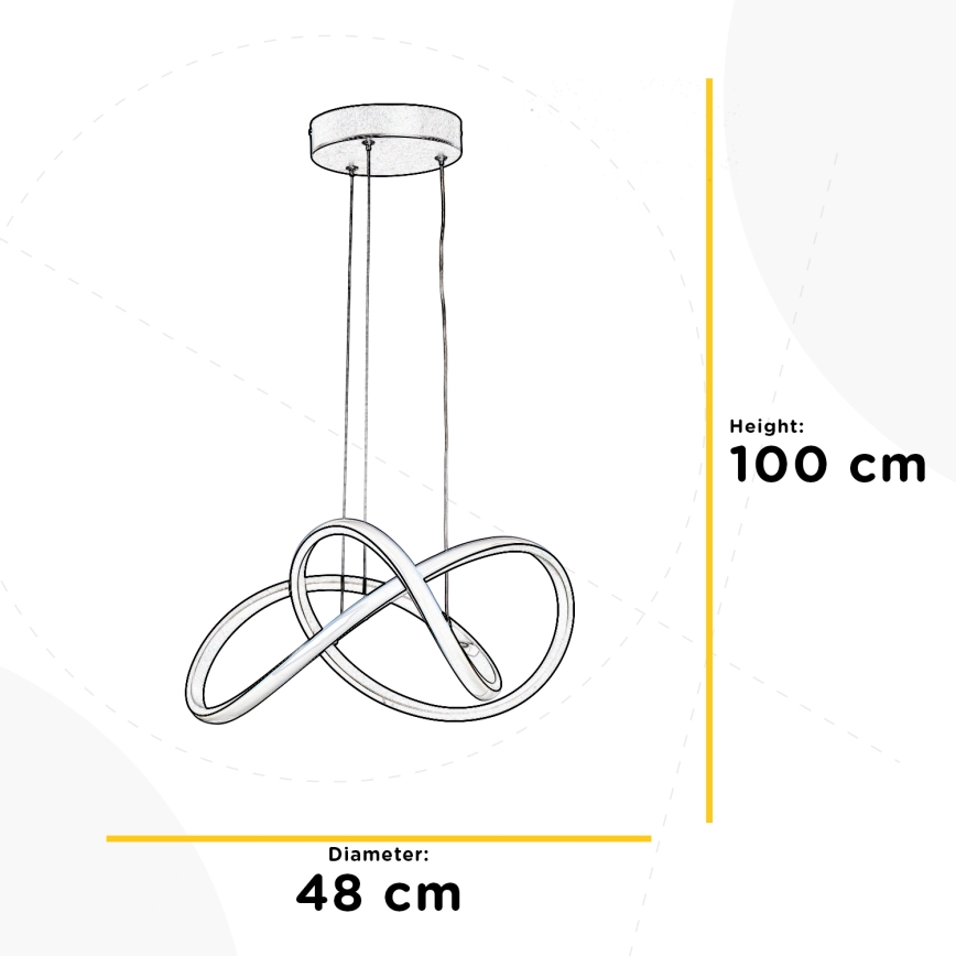 ONLI - LED ljuskrona med textilsladd DAFNE LED/30W/230W 4000K svart