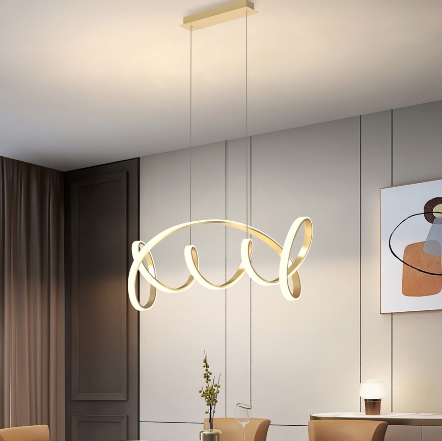 ONLI - LED ljuskrona med textilsladd KIRA LED/60W/230V 4000K guld
