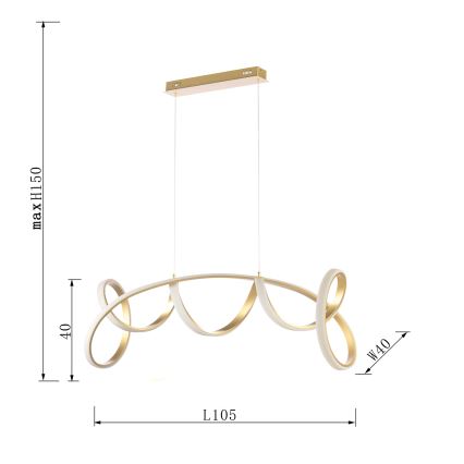 ONLI - LED ljuskrona med textilsladd KIRA LED/60W/230V 4000K guld