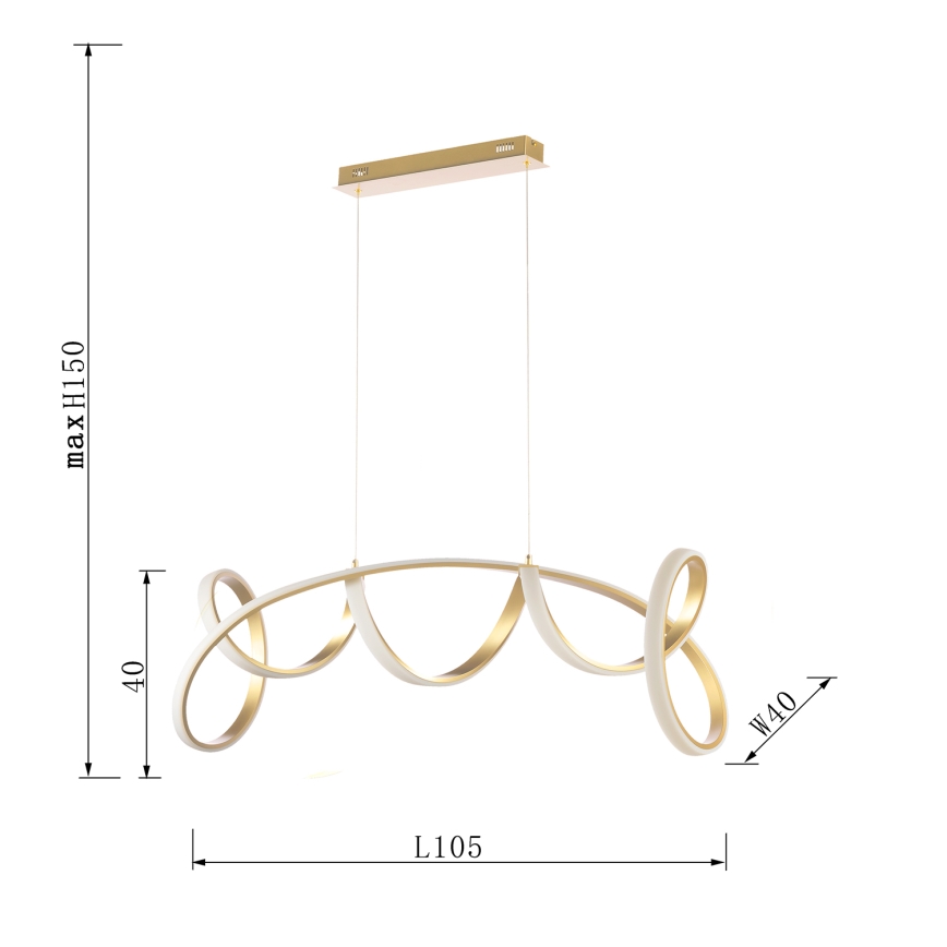 ONLI - LED ljuskrona med textilsladd KIRA LED/60W/230V 4000K guld