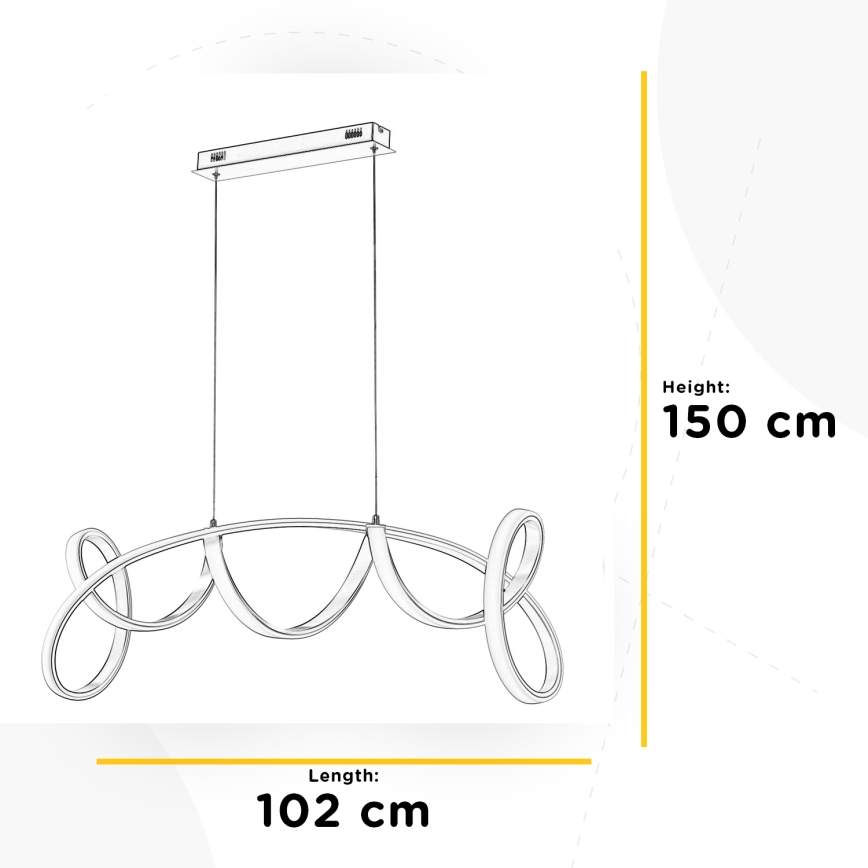 ONLI - LED ljuskrona med textilsladd KIRA LED/60W/230V 4000K guld
