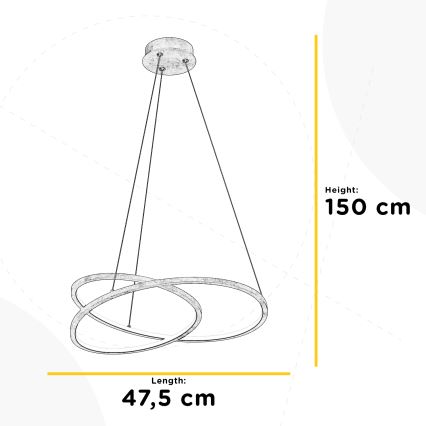 ONLI - LED ljuskrona med textilsladd LIBERTY LED/30W/230V 4000K guld