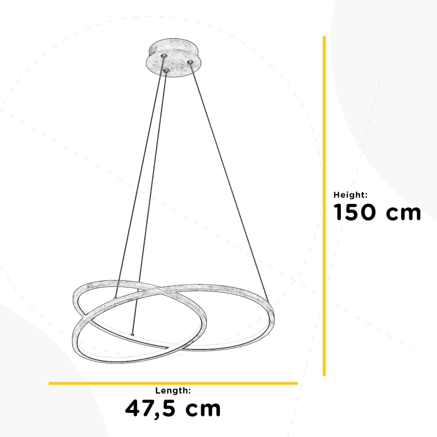 ONLI - LED ljuskrona med textilsladd LIBERTY LED/30W/230V 4000K guld