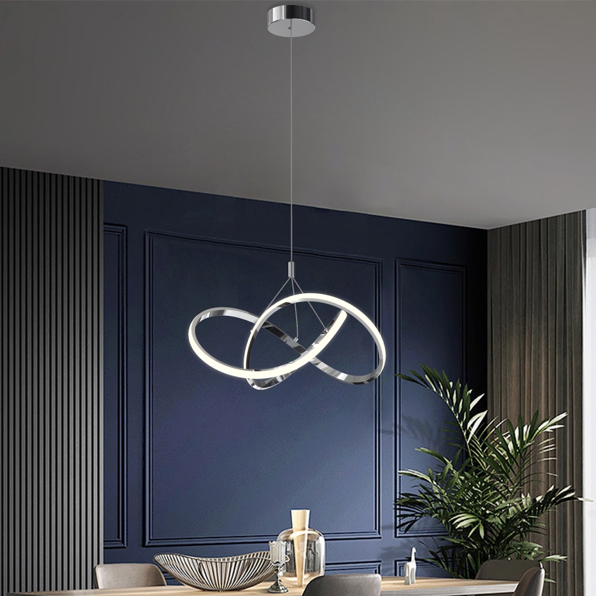 ONLI - LED ljuskrona med textilsladd LOOP LED/40W/230V 4000K skinande krom