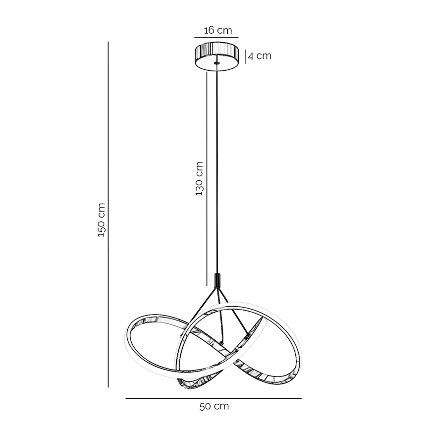 ONLI - LED ljuskrona med textilsladd LOOP LED/40W/230V 4000K skinande krom