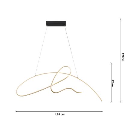 ONLI - LED ljuskrona med textilsladd SIGN LED/42W/230V 4000K guld