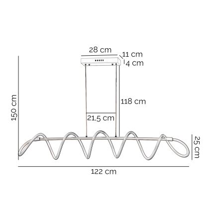 ONLI - LED ljuskrona med textilsladd SPIRALE LED/72W/230V 3000K vit