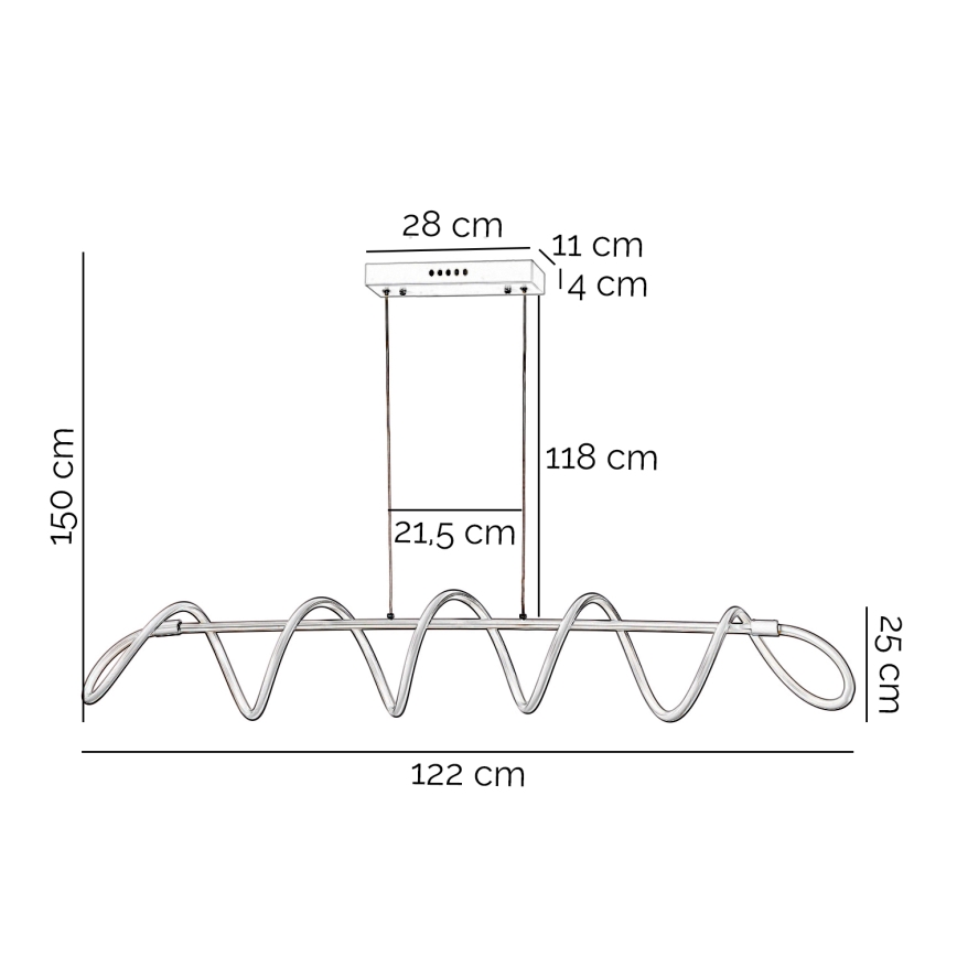 ONLI - LED ljuskrona med textilsladd SPIRALE LED/72W/230V 3000K vit