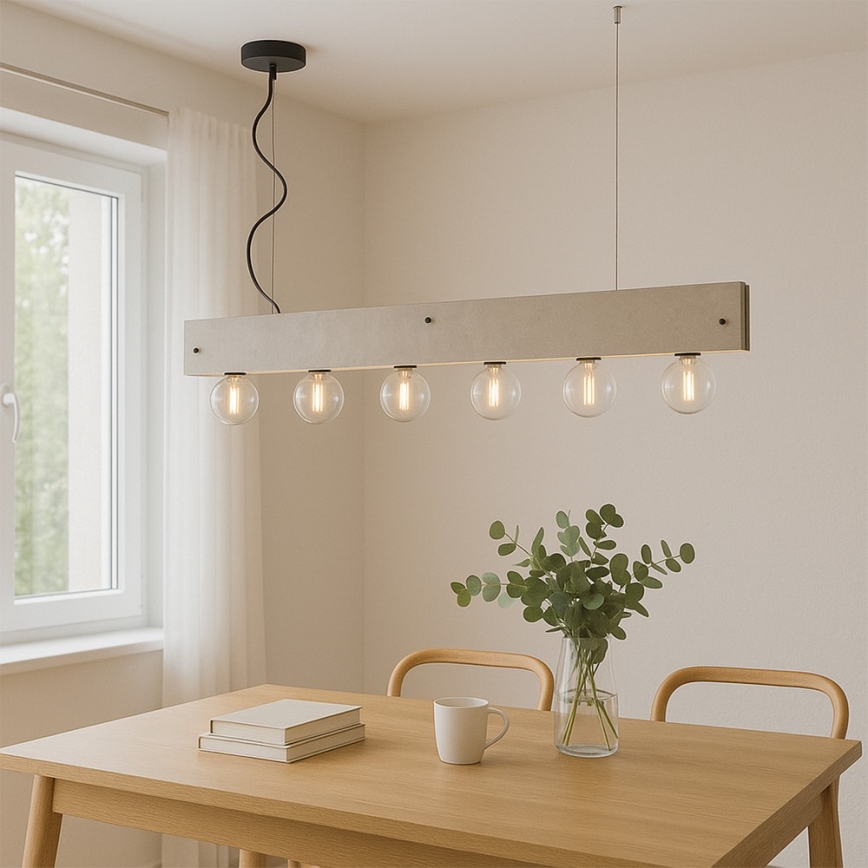 ONLI - Ljuskrona med textilsladd ARGO 6xE27/22W/230V grå