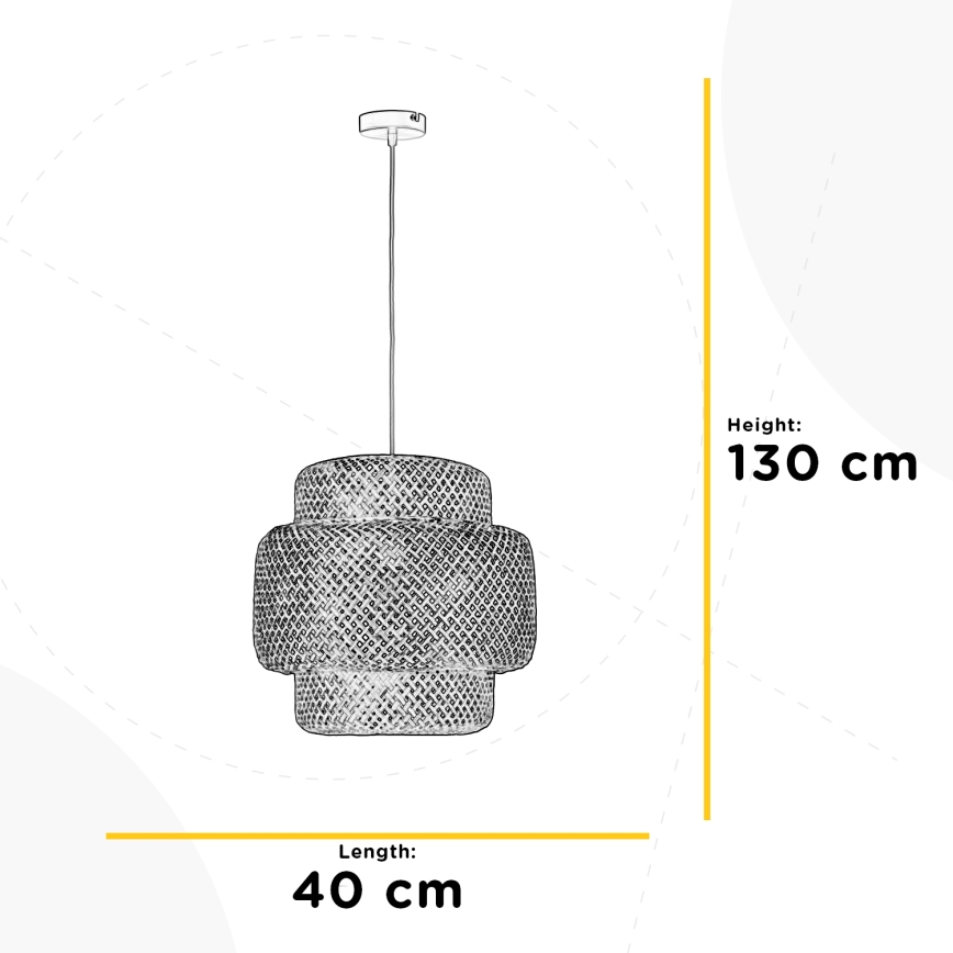 ONLI - Ljuskrona med textilsladd BAMBOO 1xE27/22W/230V bambu