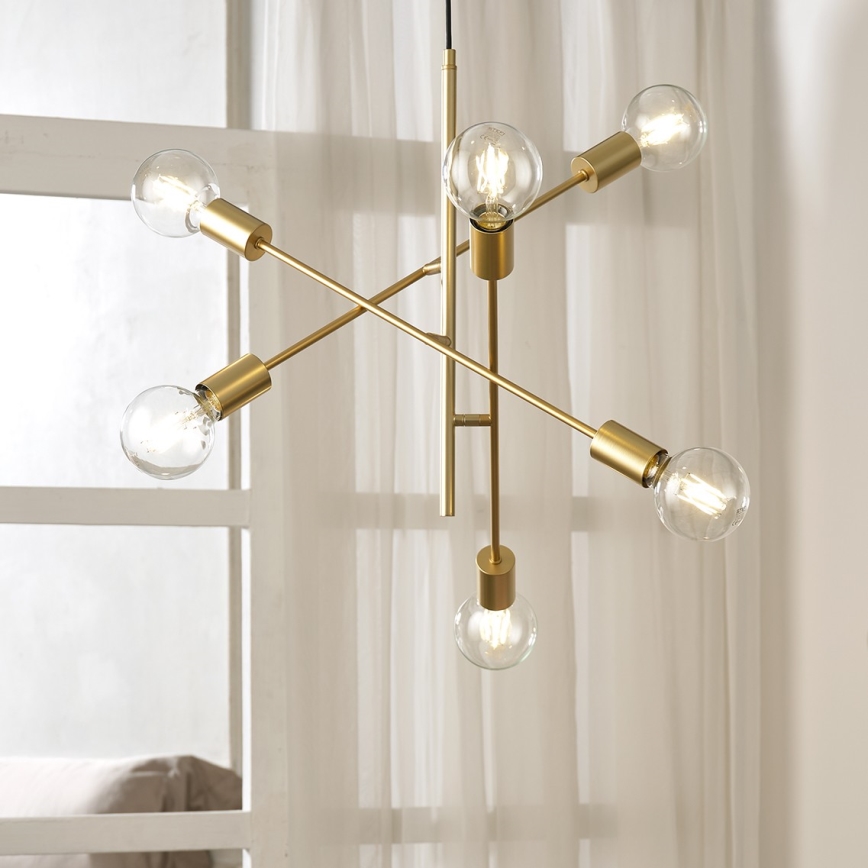 ONLI - Ljuskrona med textilsladd CROSS 6xE27/22W/230V