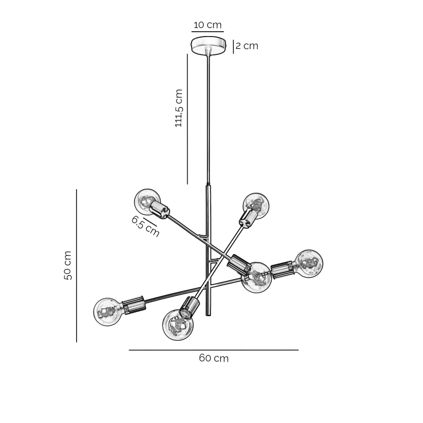 ONLI - Ljuskrona med textilsladd CROSS 6xE27/22W/230V