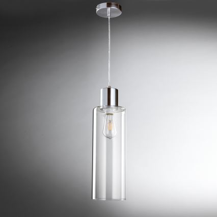 ONLI - Ljuskrona med textilsladd DODO 1xE27/22W/230V skinande krom