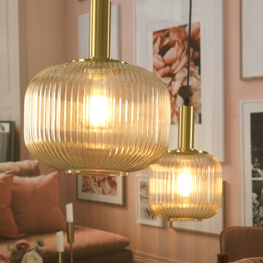 ONLI - Ljuskrona med textilsladd DOROTY 1xE27/22W/230V diameter 30 cm
