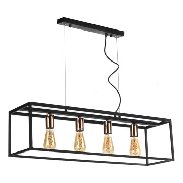 ONLI - Ljuskrona med textilsladd FLOKI 4xE27/15W/230V svart/koppar