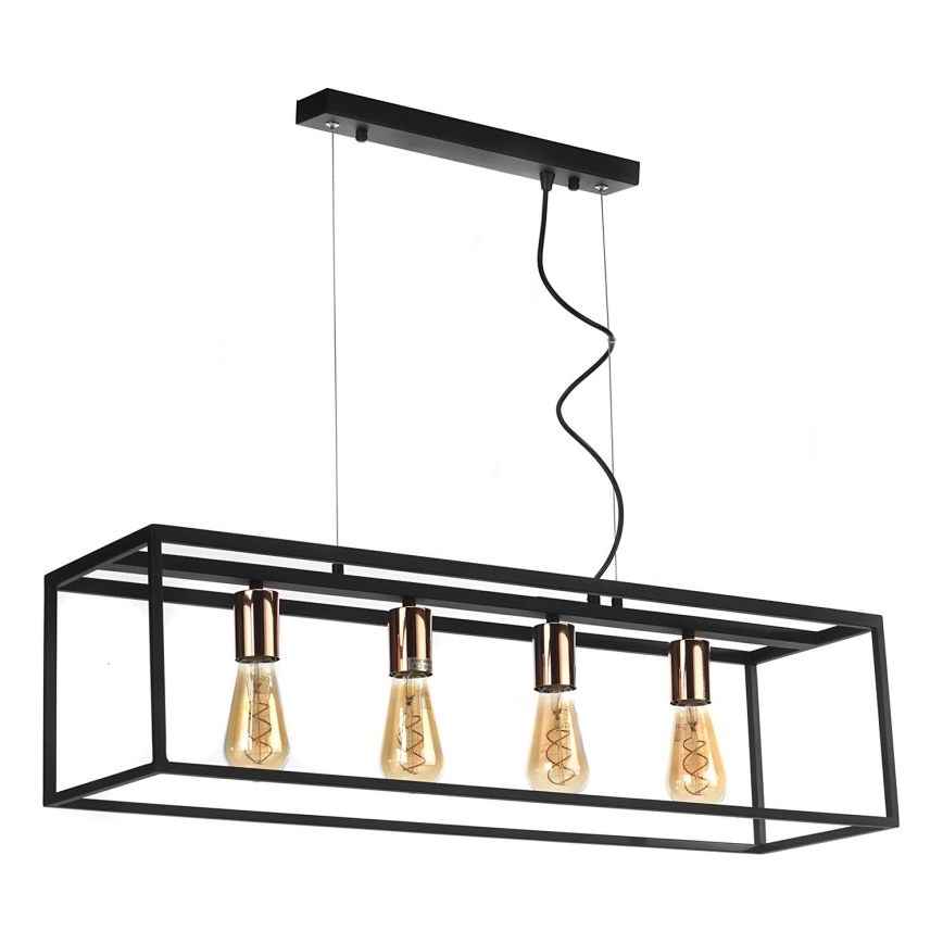 ONLI - Ljuskrona med textilsladd FLOKI 4xE27/15W/230V svart/koppar