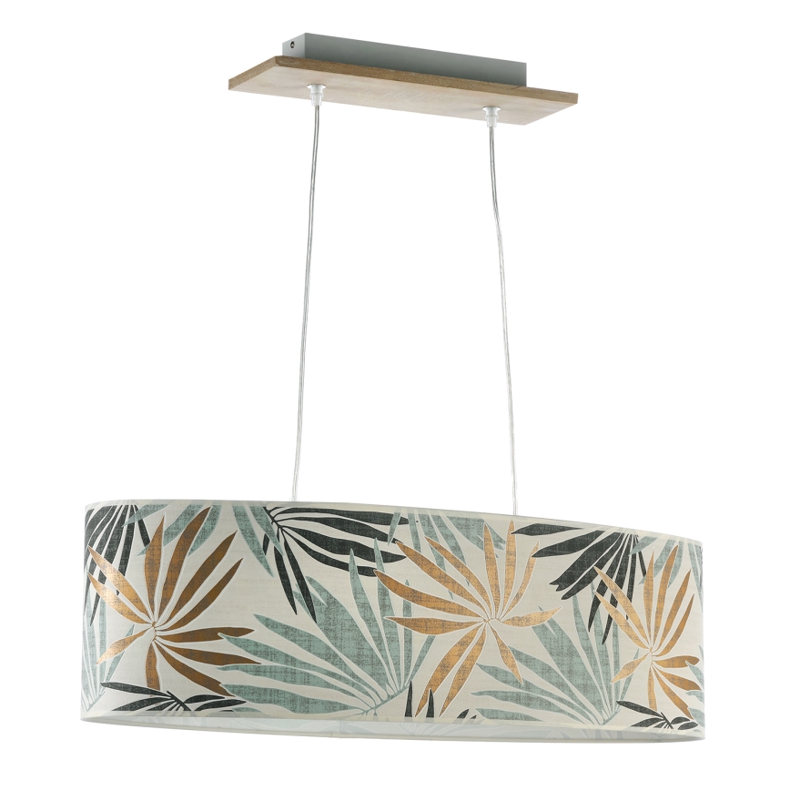 ONLI - Ljuskrona med textilsladd FLORA 2xE27/22W/230V grön/guld