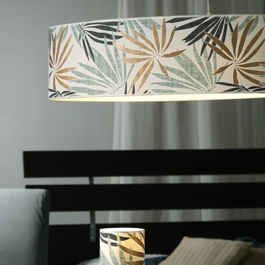 ONLI - Ljuskrona med textilsladd FLORA 2xE27/22W/230V grön/guld