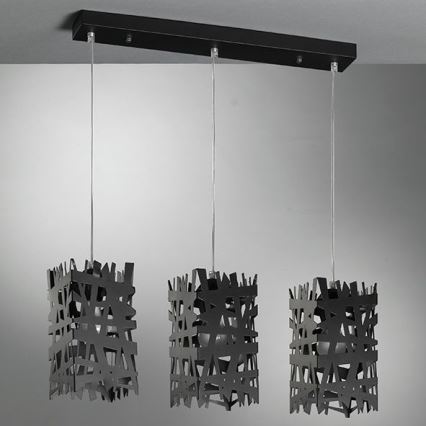 ONLI - Ljuskrona med textilsladd FORESTA 3xE27/15W/230V svart