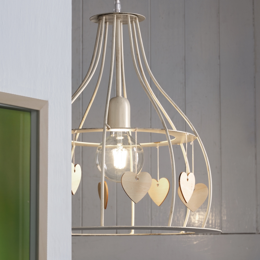ONLI - Ljuskrona med textilsladd LEONILDE 1xE27/15W/230V beige