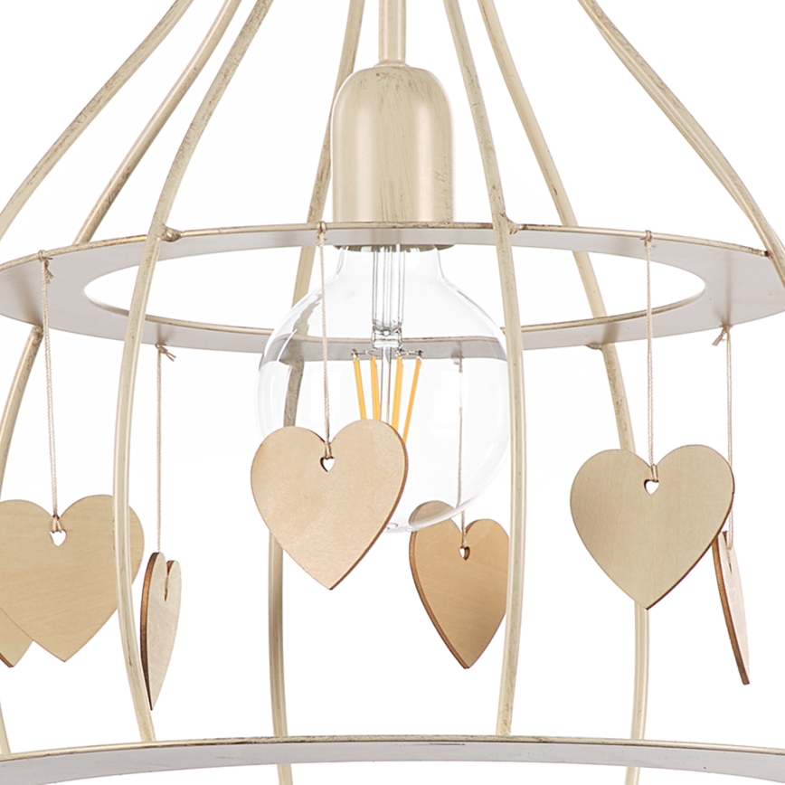 ONLI - Ljuskrona med textilsladd LEONILDE 1xE27/15W/230V beige