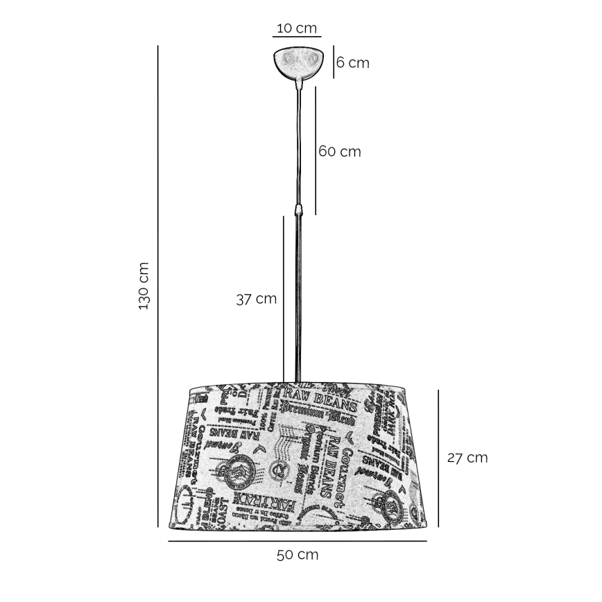 ONLI - Ljuskrona med textilsladd MAIDA 1xE27/15W/230V diameter 50 cm brun