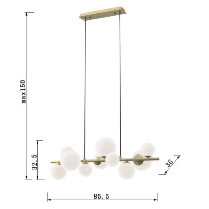 ONLI - Ljuskrona med textilsladd PALOMA 10xG9/10W/230V guld