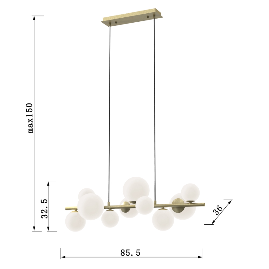 ONLI - Ljuskrona med textilsladd PALOMA 10xG9/10W/230V guld