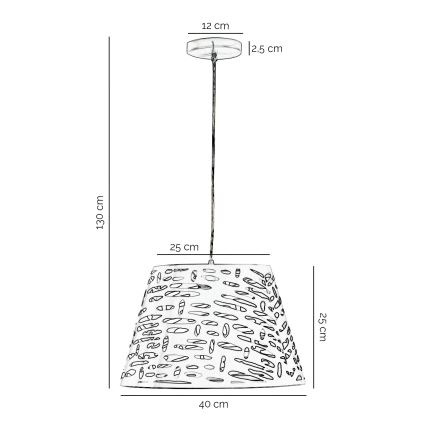 ONLI - Ljuskrona med textilsladd RICKY 1xE27/15W/230V diameter 40 cm vit