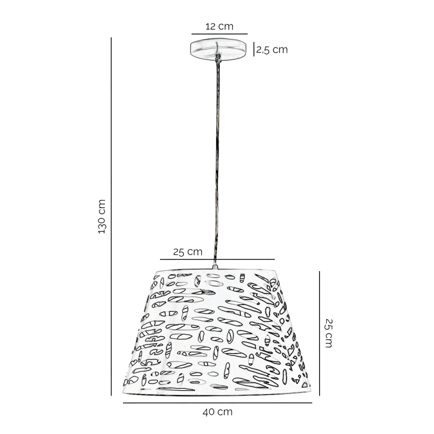 ONLI - Ljuskrona med textilsladd RICKY 1xE27/15W/230V diameter 40 cm vit