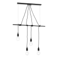 ONLI - Ljuskrona med textilsladd WIRE 4xE27/15W/230V svart