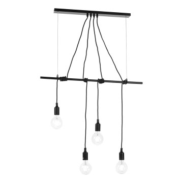 ONLI - Ljuskrona med textilsladd WIRE 4xE27/15W/230V svart