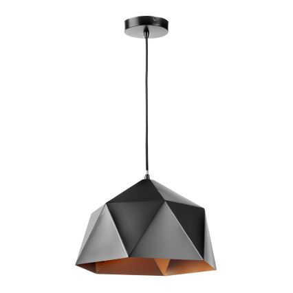 ONLI - Ljuskrona med textilsladd YONG 1xE27/22W/230V svart diameter 38 cm