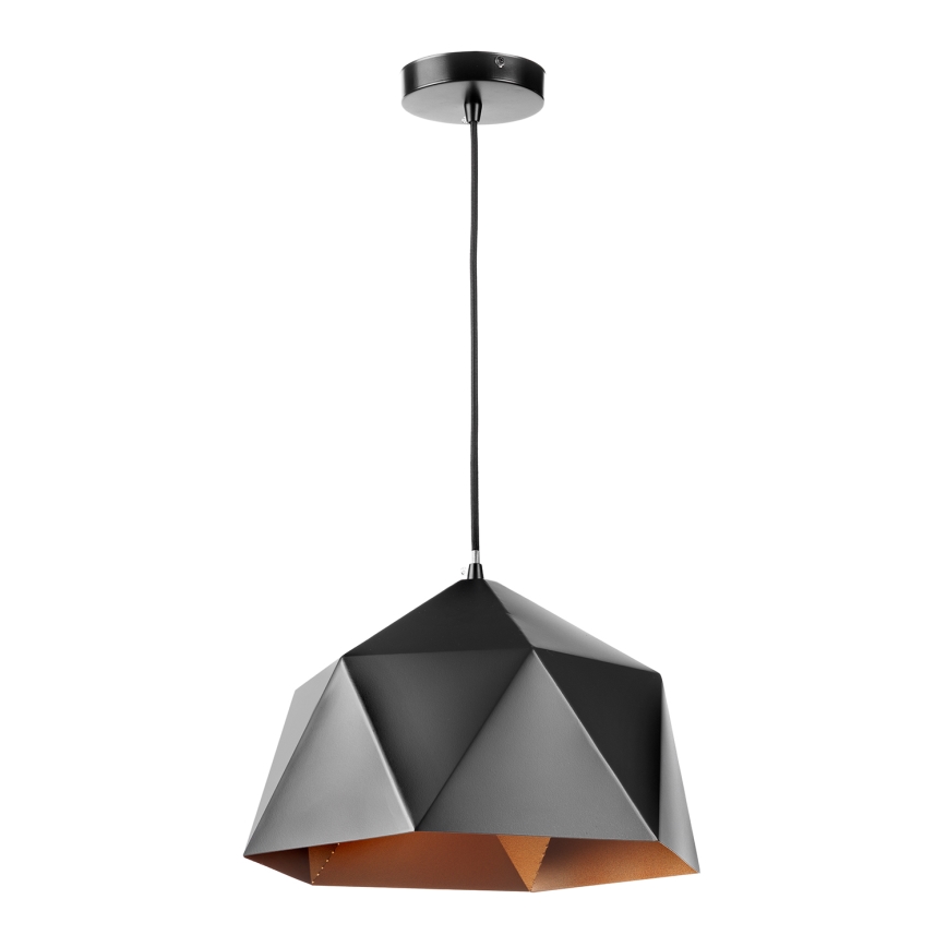 ONLI - Ljuskrona med textilsladd YONG 1xE27/22W/230V svart diameter 38 cm