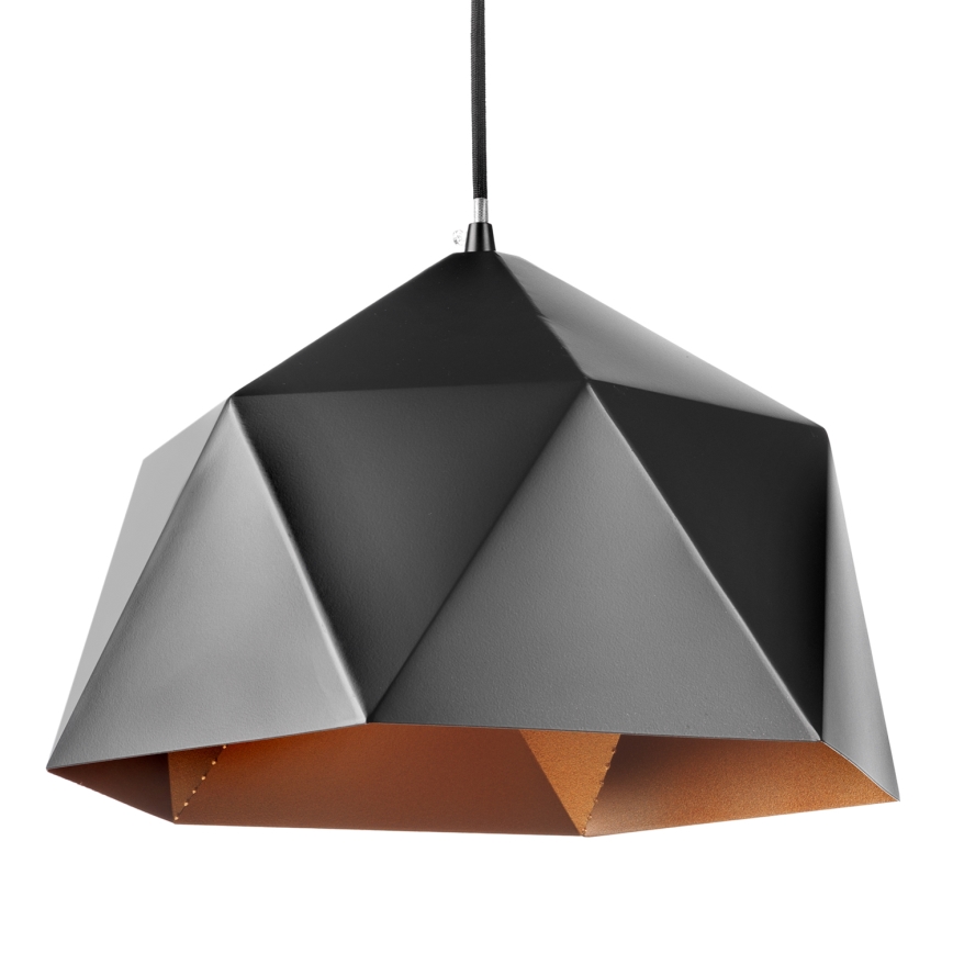 ONLI - Ljuskrona med textilsladd YONG 1xE27/22W/230V svart diameter 38 cm