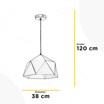 ONLI - Ljuskrona med textilsladd YONG 1xE27/22W/230V svart diameter 38 cm
