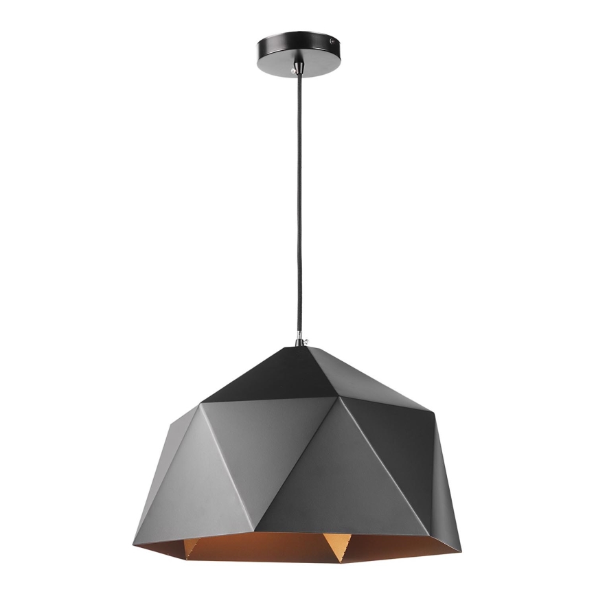 ONLI - Ljuskrona med textilsladd YONG 1xE27/22W/230V svart diameter 46 cm