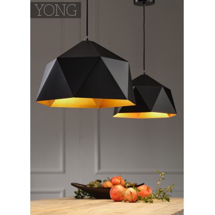 ONLI - Ljuskrona med textilsladd YONG 1xE27/22W/230V svart diameter 46 cm