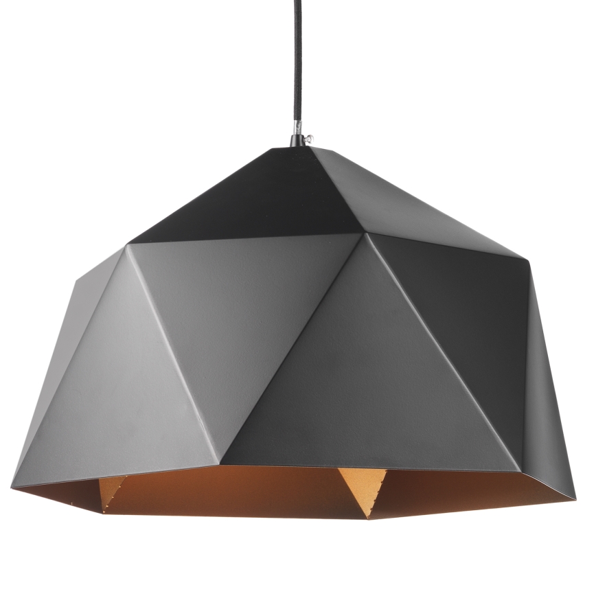 ONLI - Ljuskrona med textilsladd YONG 1xE27/22W/230V svart diameter 46 cm