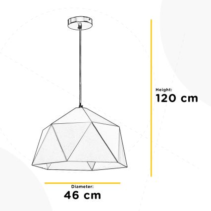 ONLI - Ljuskrona med textilsladd YONG 1xE27/22W/230V svart diameter 46 cm
