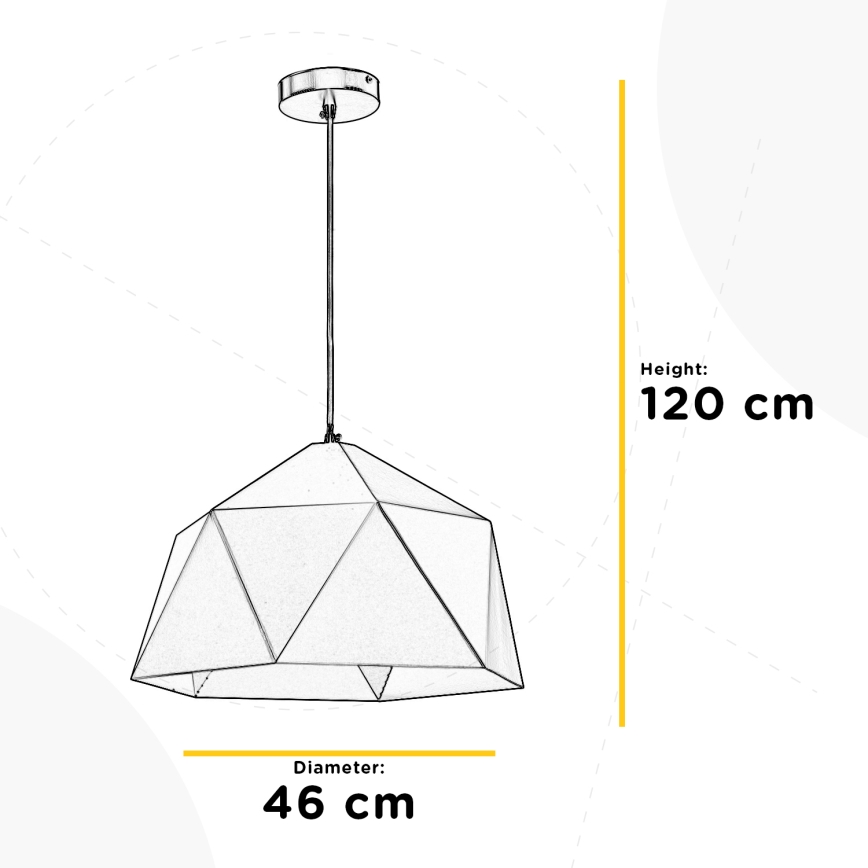 ONLI - Ljuskrona med textilsladd YONG 1xE27/22W/230V svart diameter 46 cm