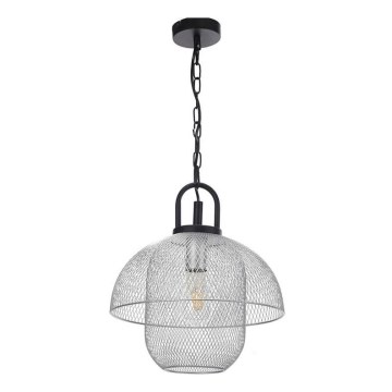 ONLI - Ljuskrona med textilsladd ZAIR 1xE27/22W/230V svart/silver